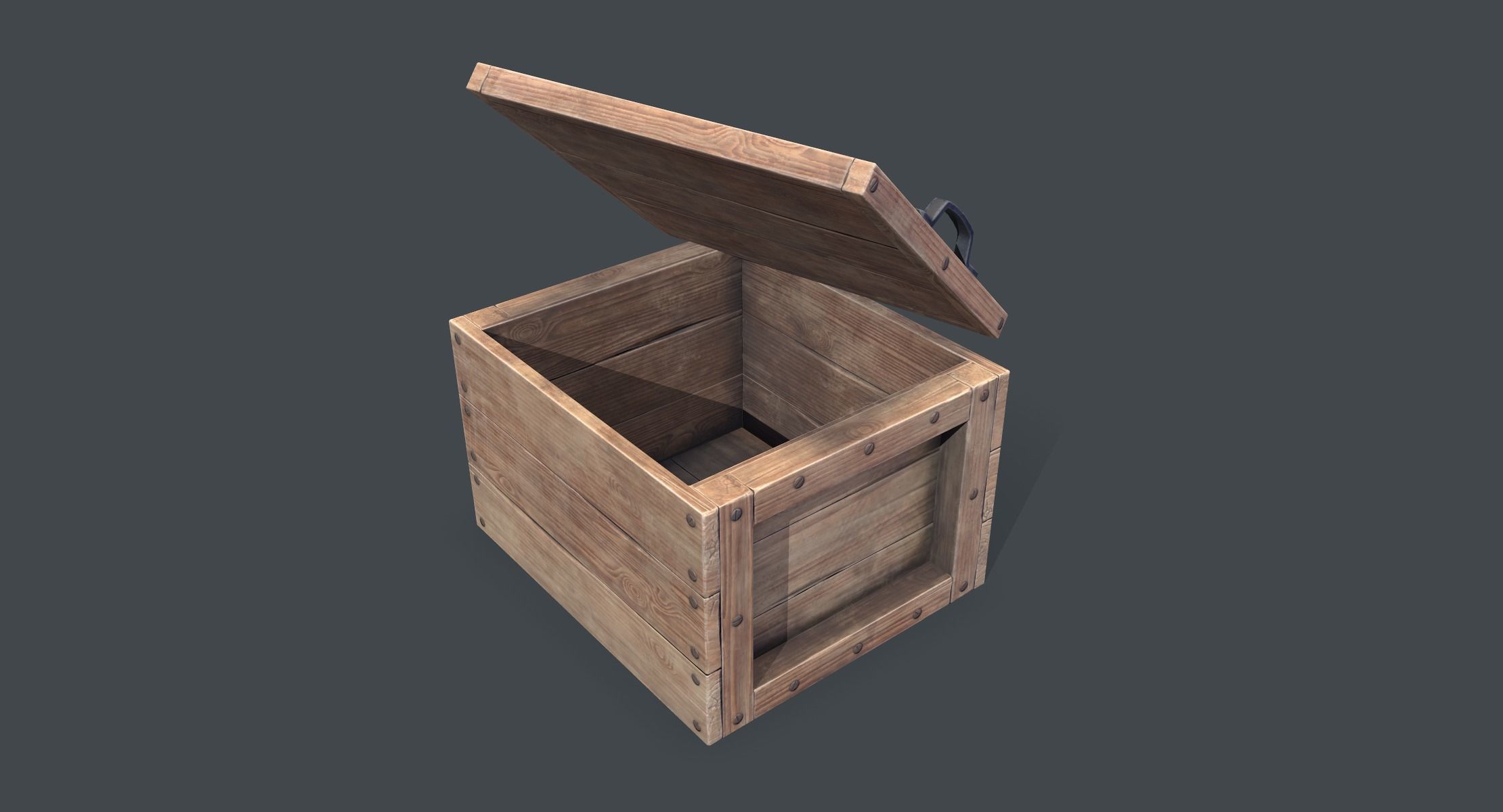Wooden Crate Low-poly 3D model_4