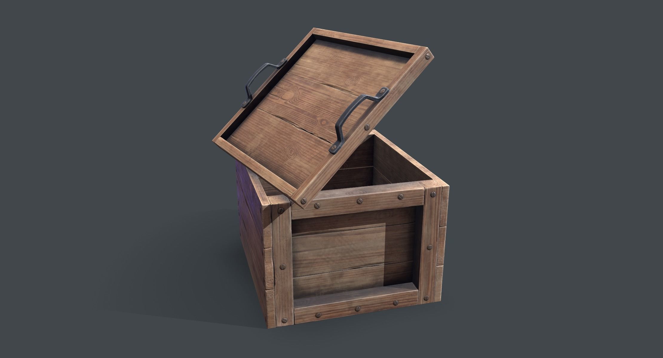 Wooden Crate Low-poly 3D model_3