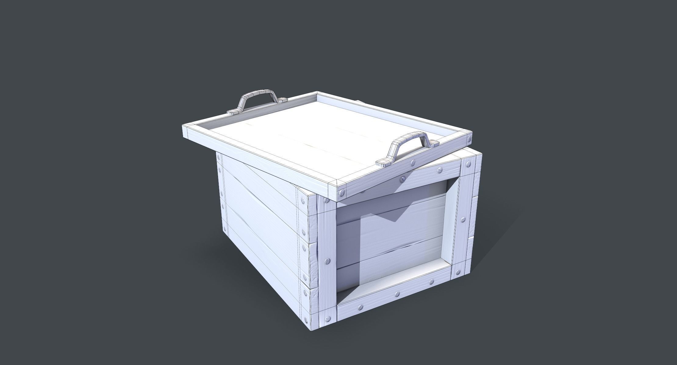 Wooden Crate Low-poly 3D model_6