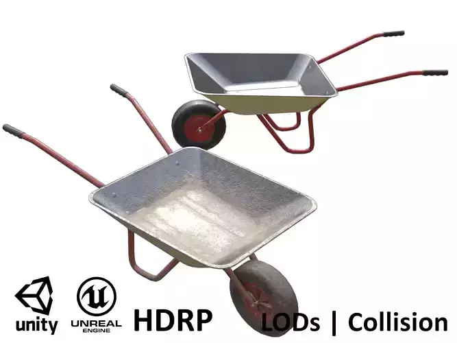 Game-ready Wheelbarrow - Unity - HDRP - UE4