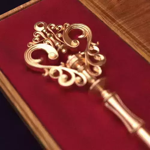 Victorian golden key 3D print model