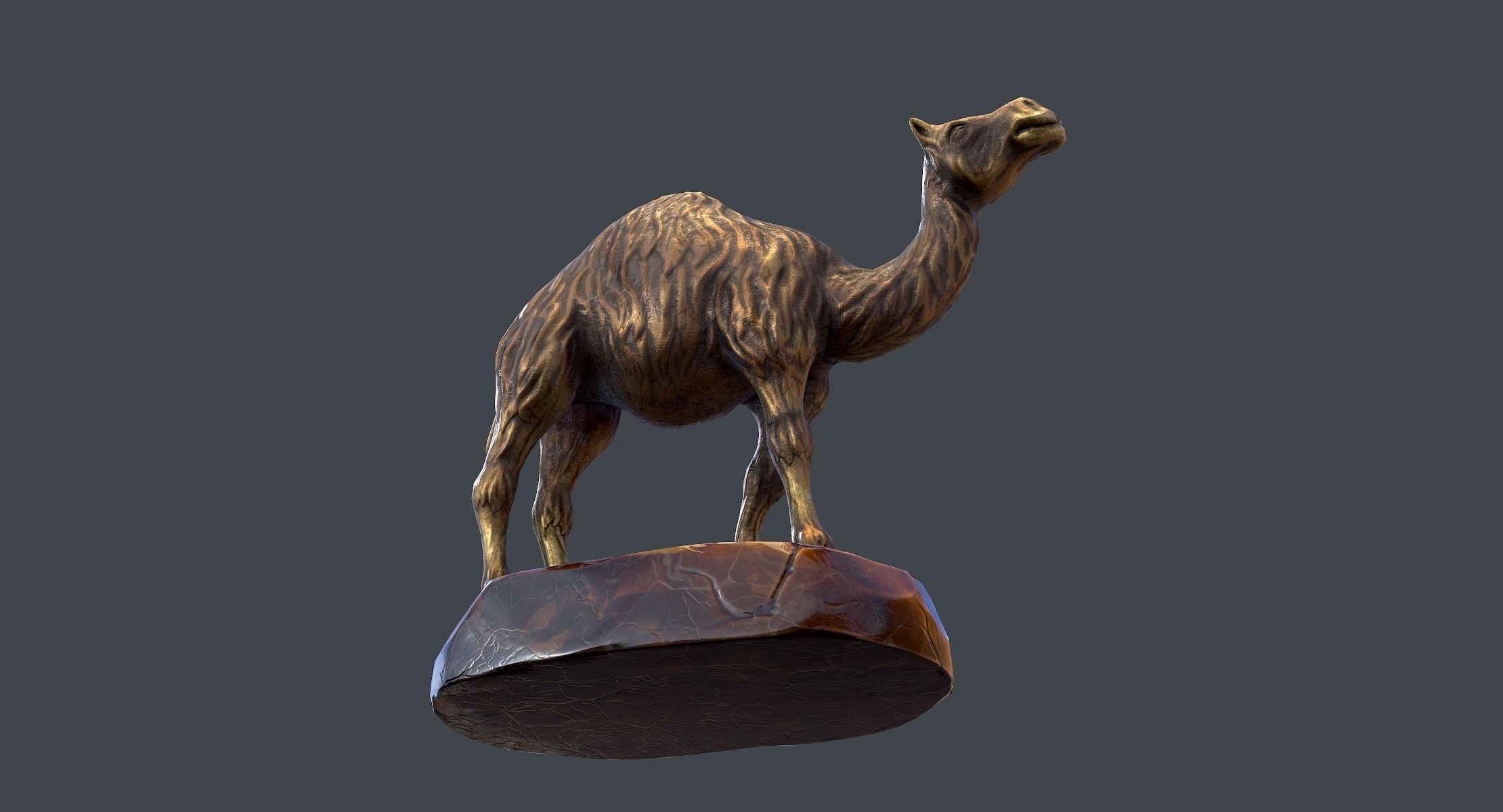 Camel Figurine Low-poly 3D model_3