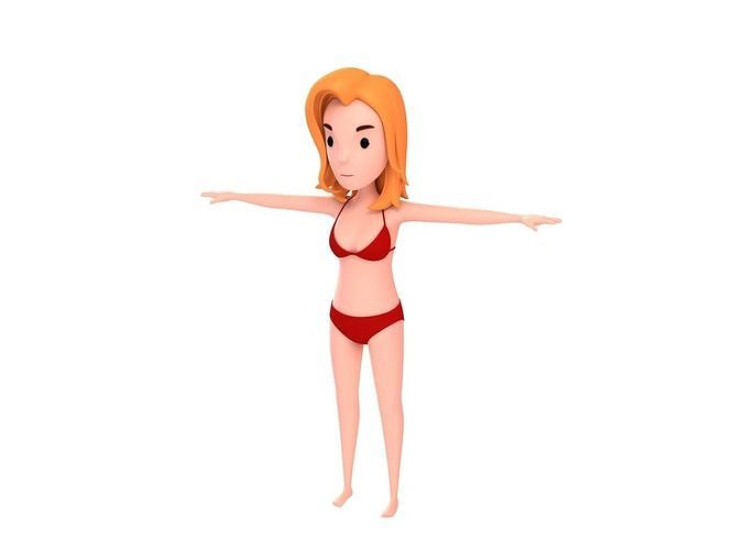 CartoonGirl026 Bikini Girl 3D model
