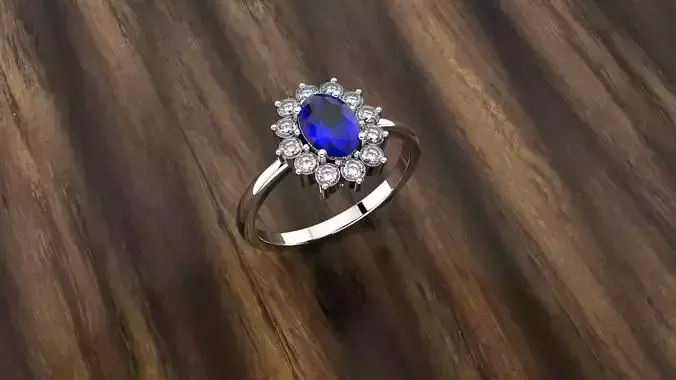 solitaire blue sapphire ring 3D print model
