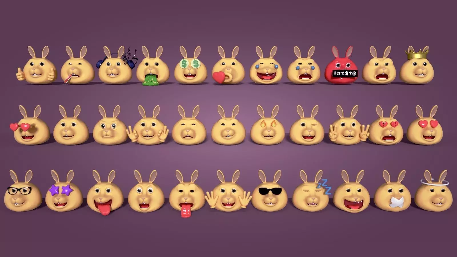 Bunny - Rabbit Smiley Collection Low-poly 3D model