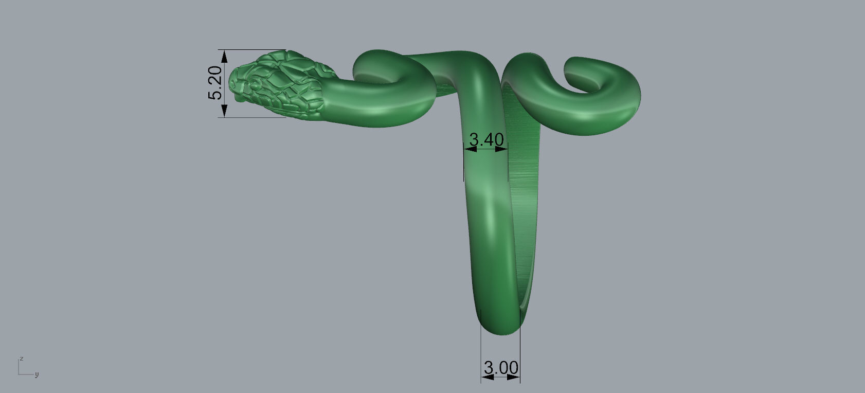Snake ring 1903 3D print model_2