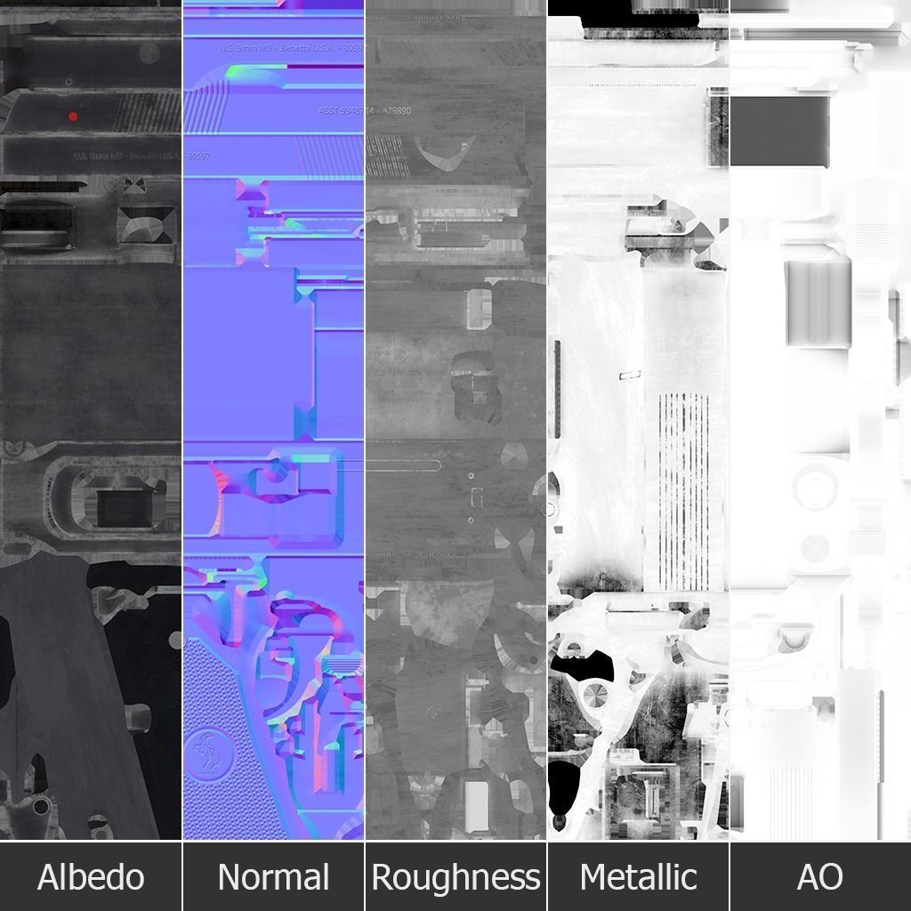 Beretta M9 Low-poly 3D model_22