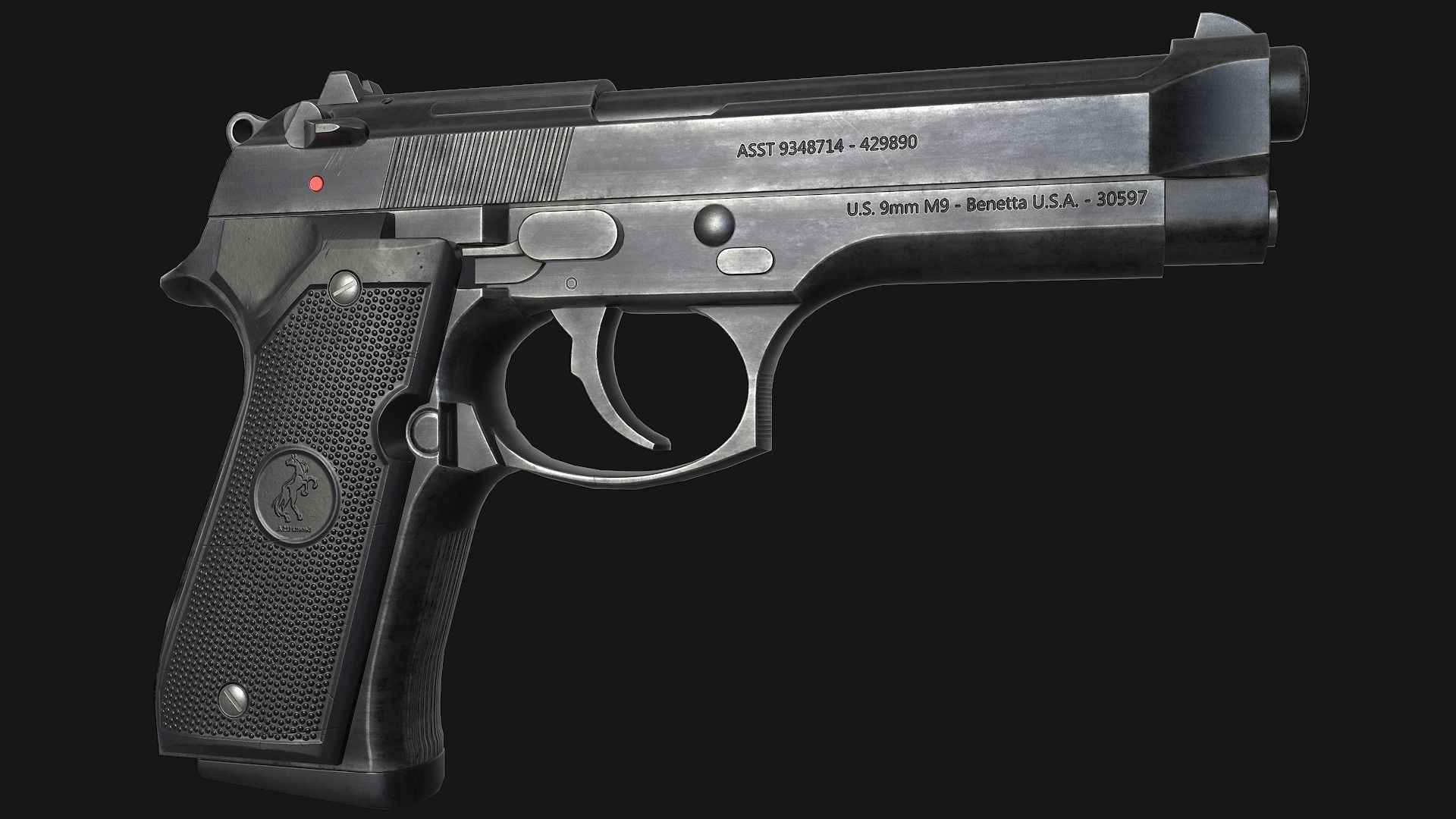 Beretta M9 Low-poly 3D model_4