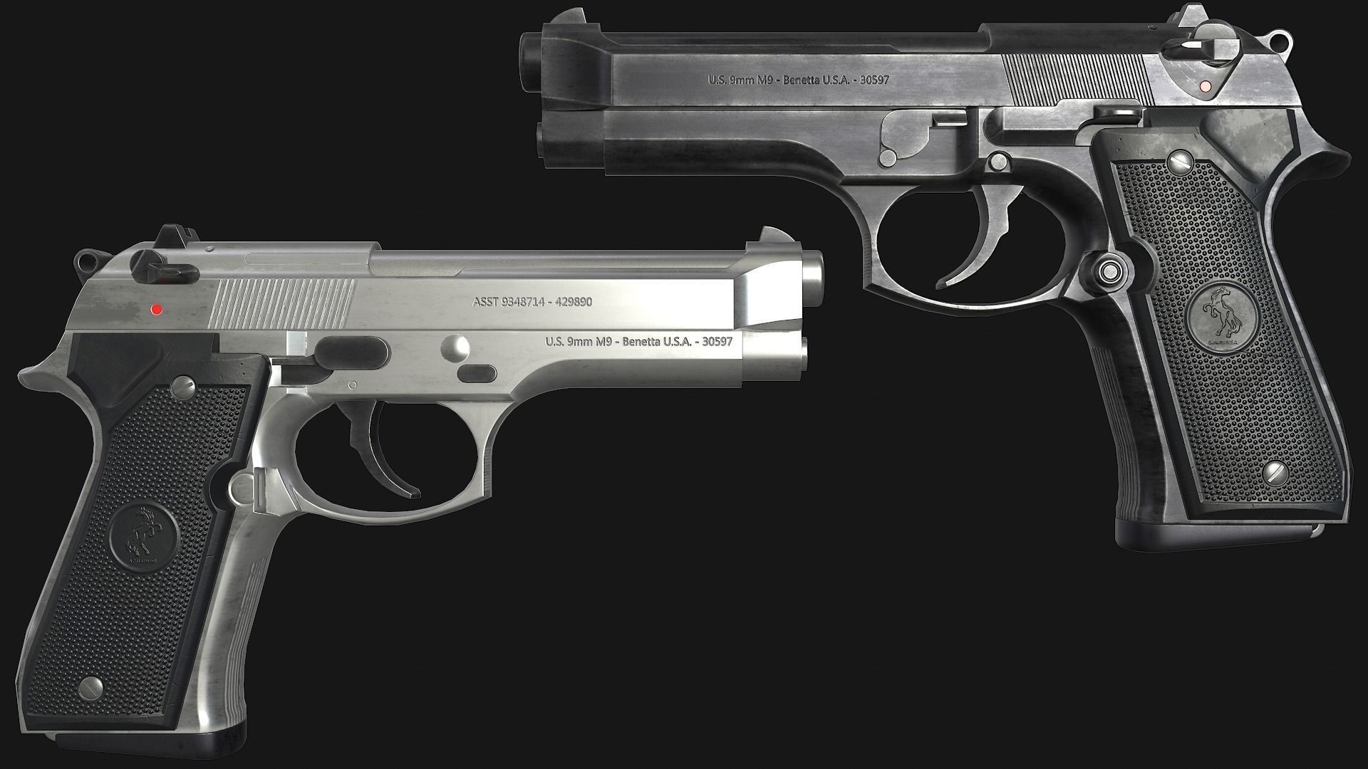 Beretta M9 Low-poly 3D model_18