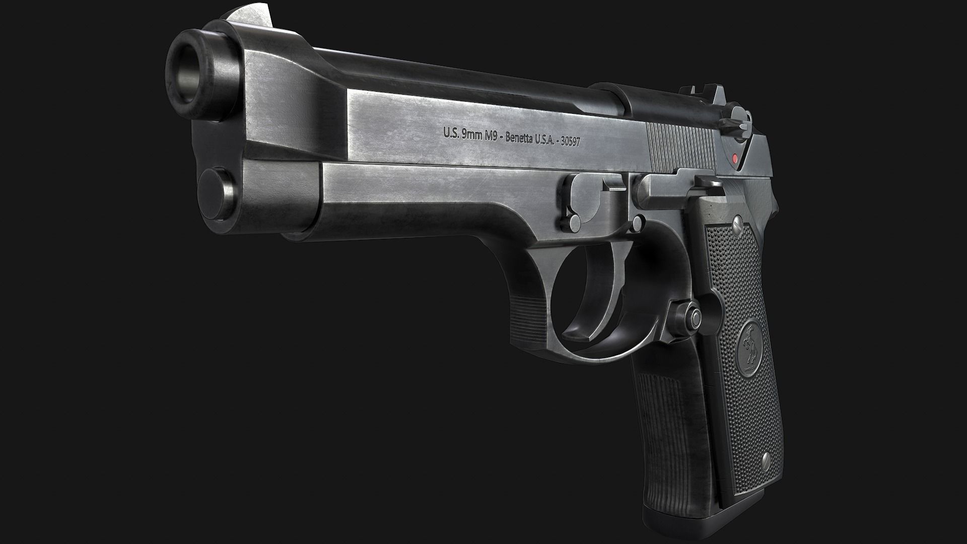 Beretta M9 Low-poly 3D model_5