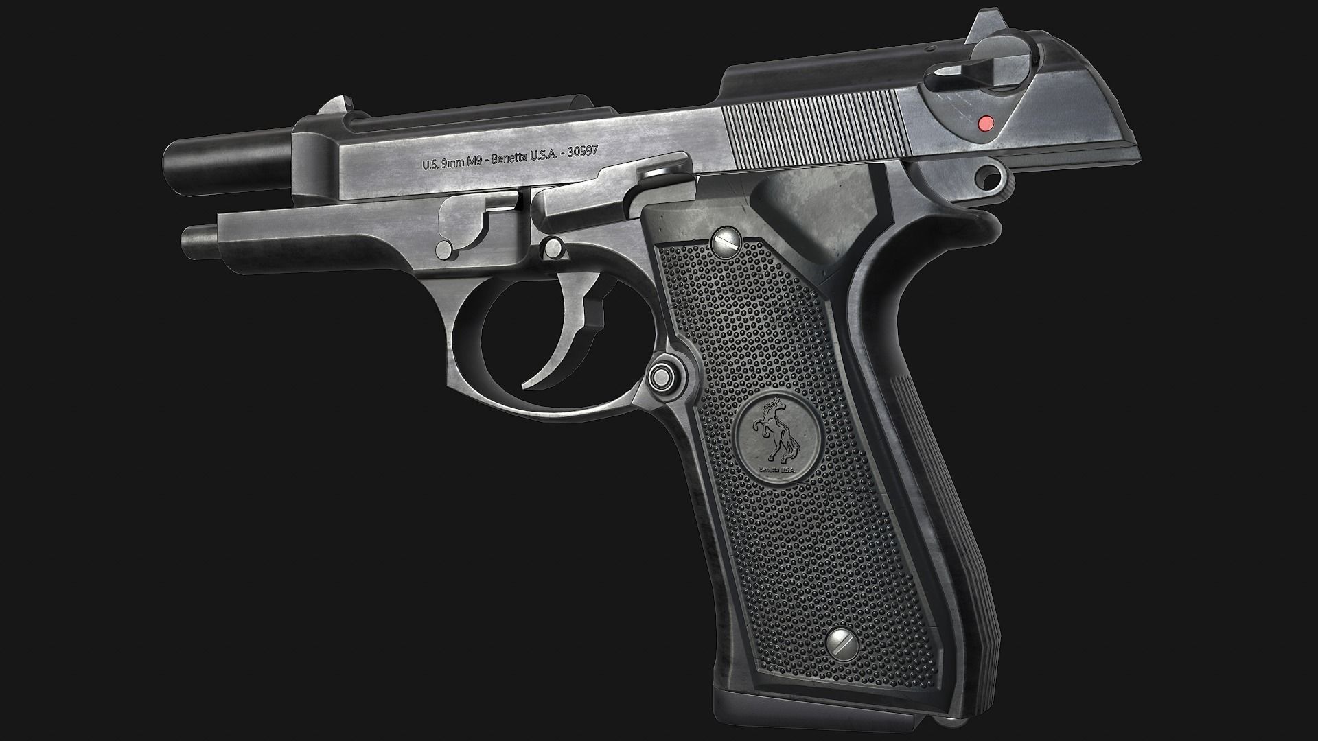 Beretta M9 Low-poly 3D model_8