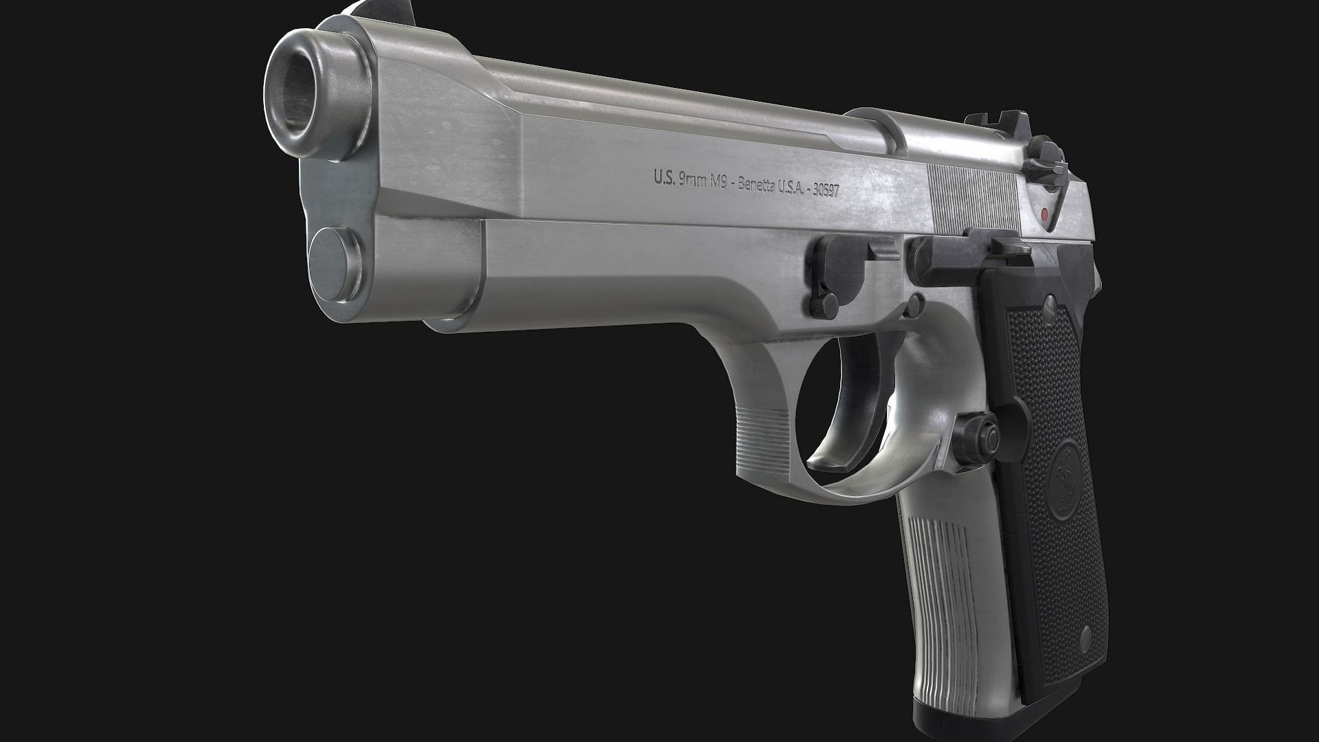 Beretta M9 Low-poly 3D model_16