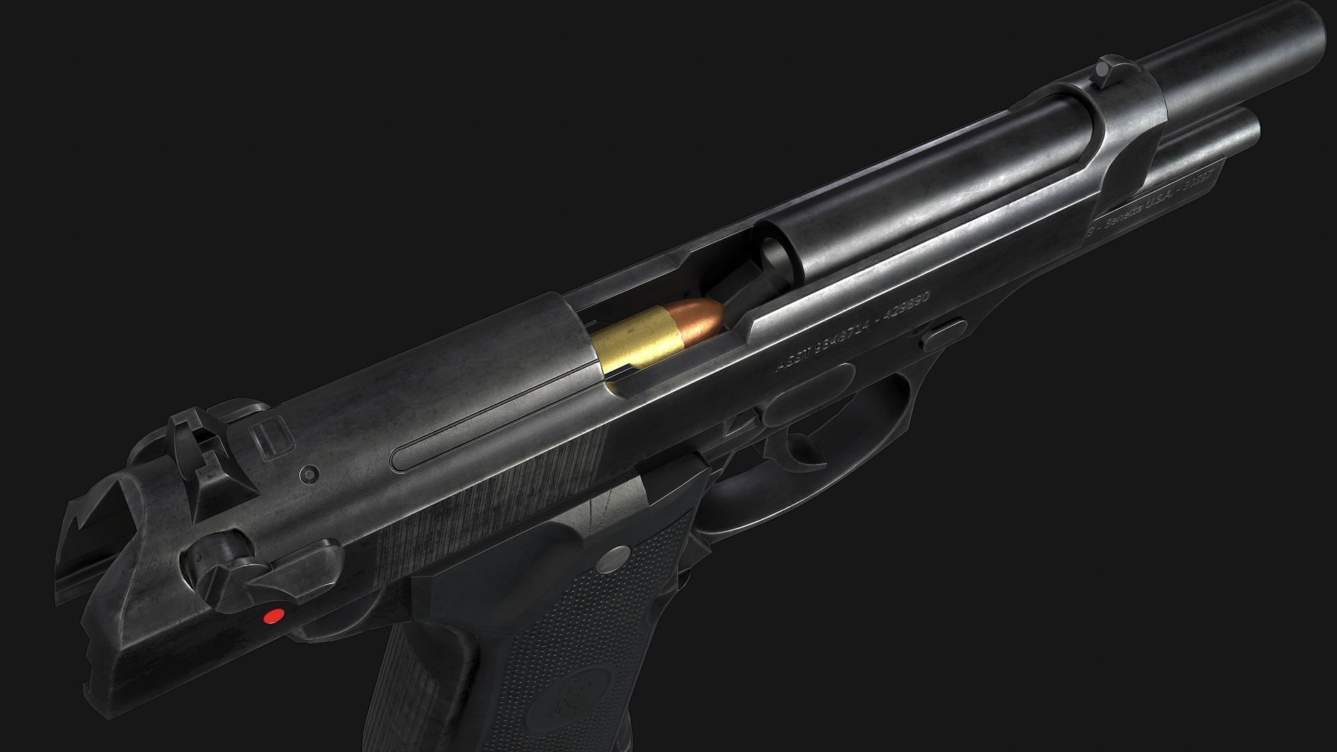 Beretta M9 Low-poly 3D model_7