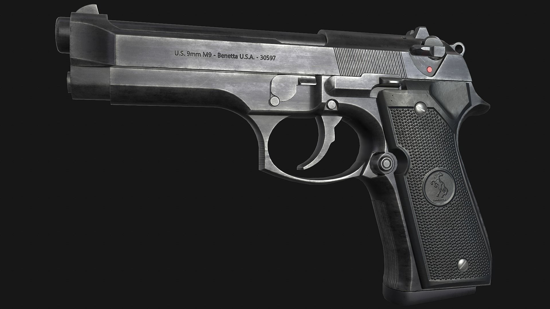 Beretta M9 Low-poly 3D model_3