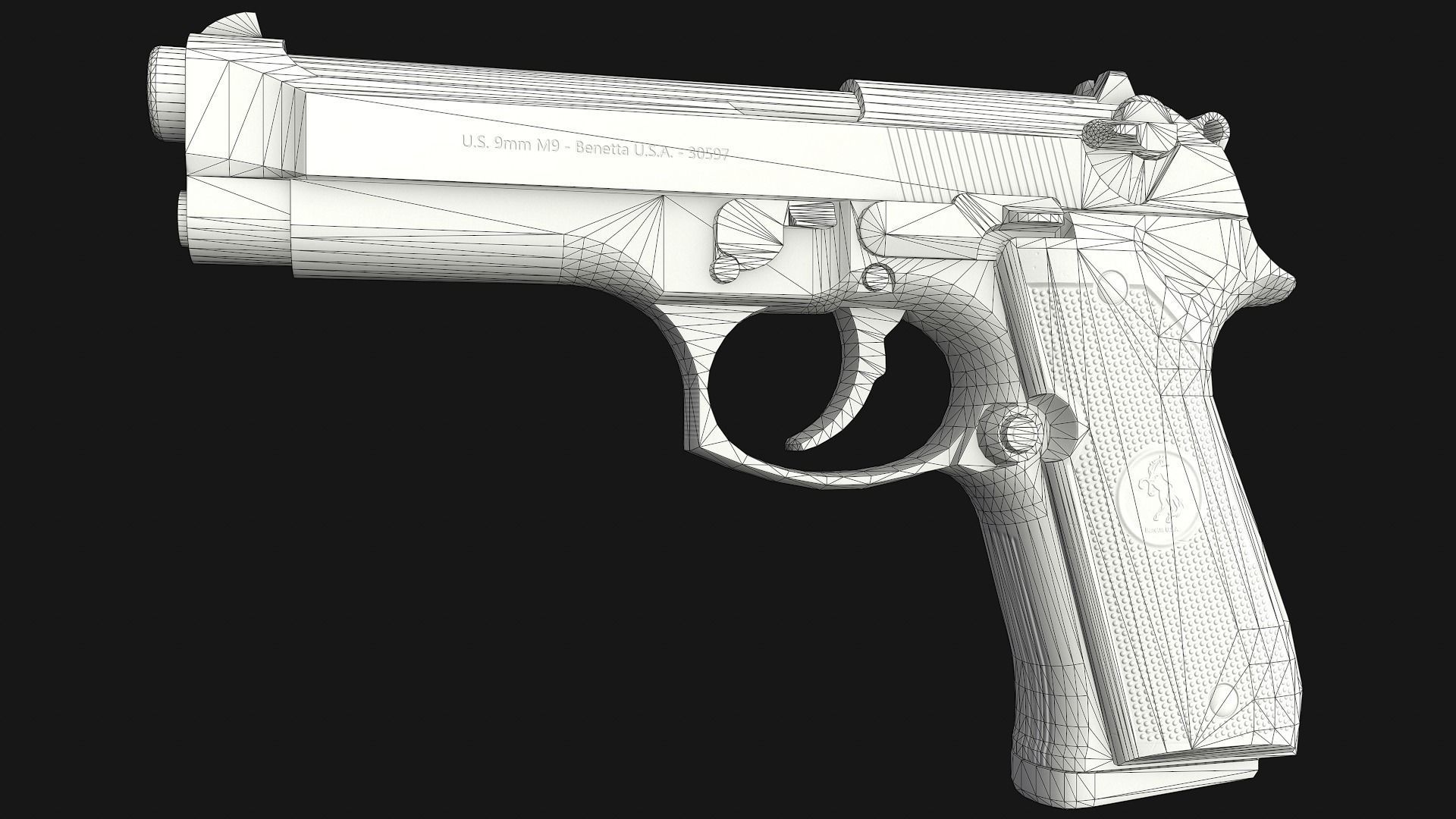 Beretta M9 Low-poly 3D model_19