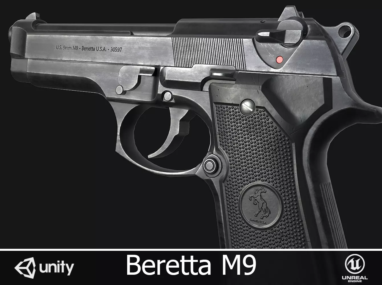 Beretta M9 Low-poly 3D model_0
