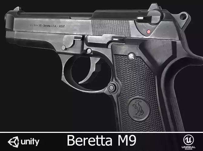 Beretta M9 Low-poly 3D model