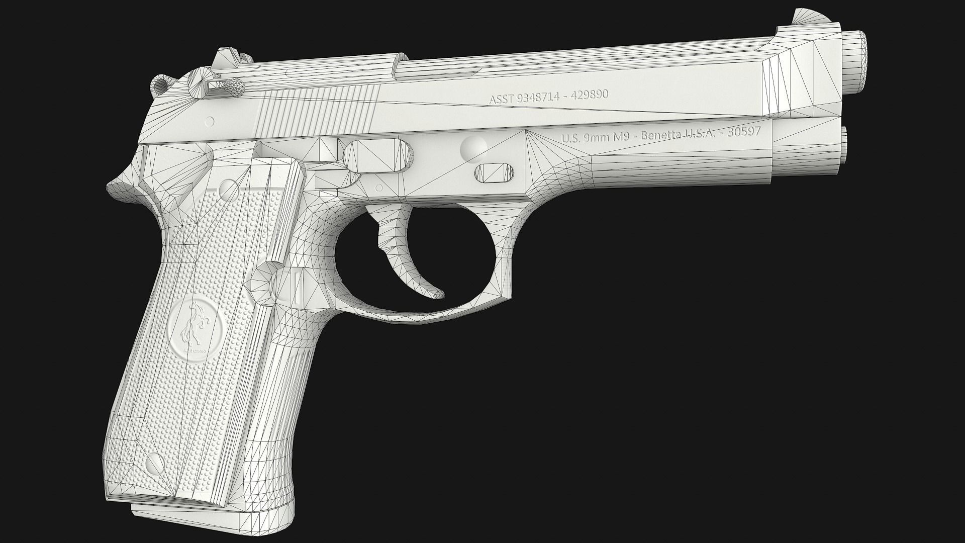 Beretta M9 Low-poly 3D model_20
