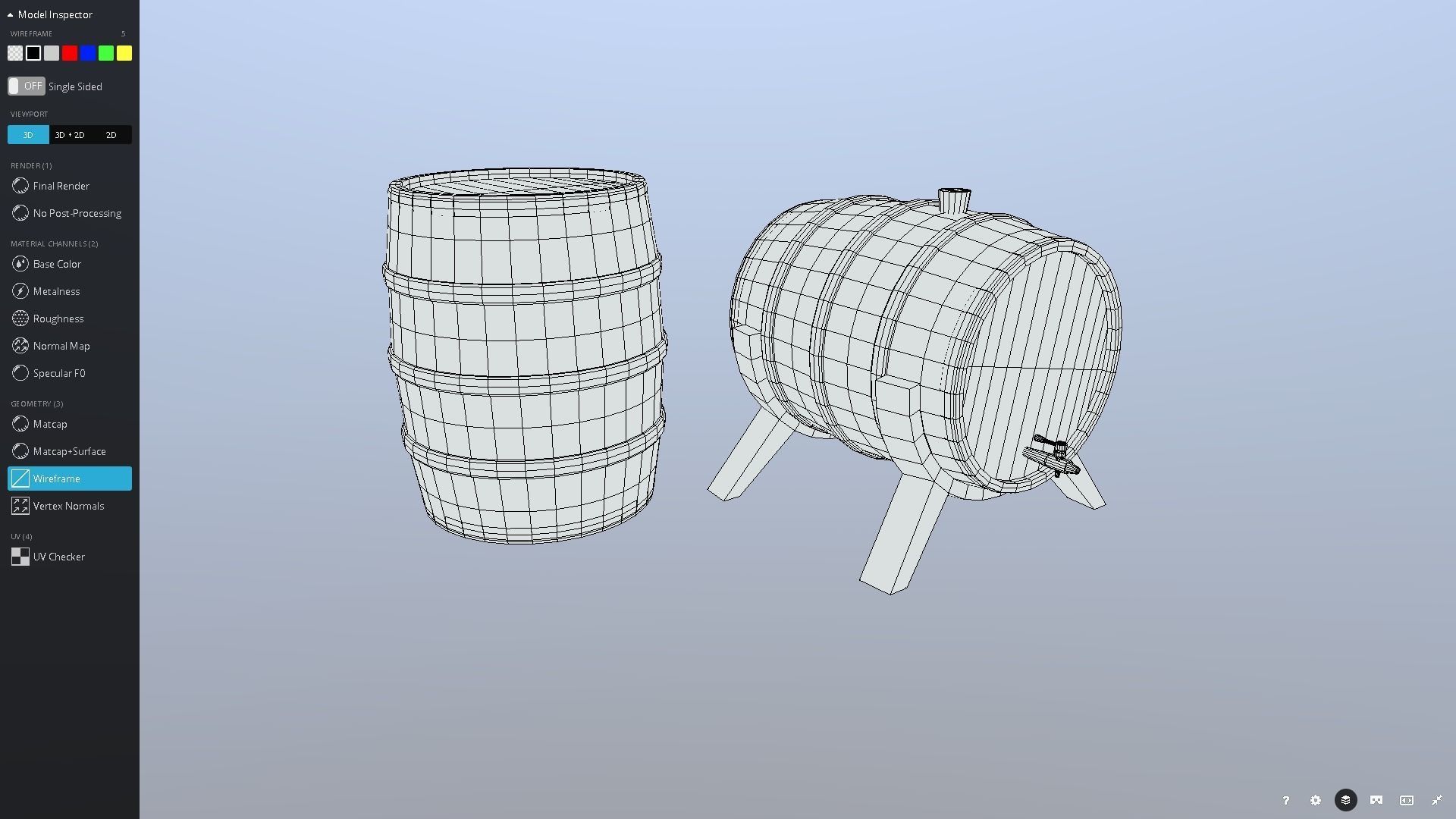 Medieval Barrel Set Low-poly 3D model_14