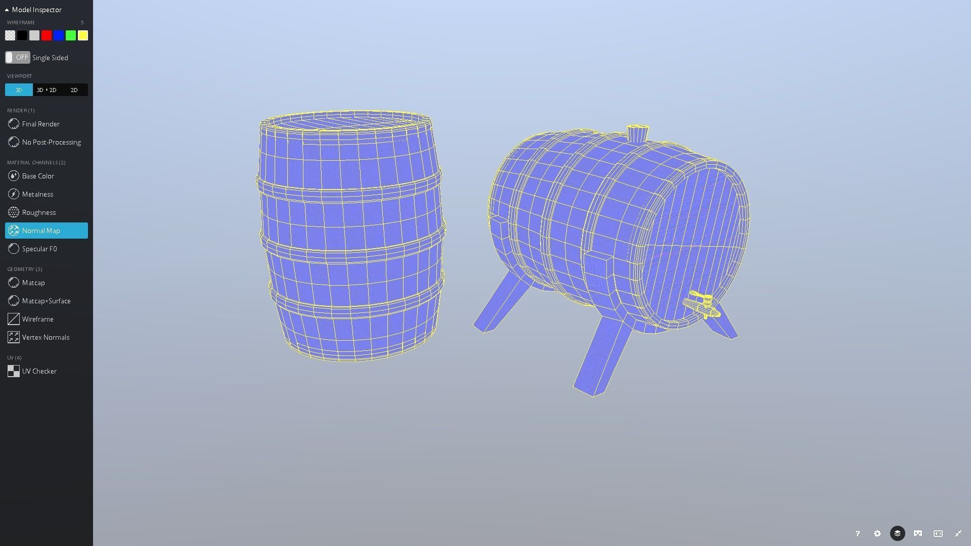 Medieval Barrel Set Low-poly 3D model_12