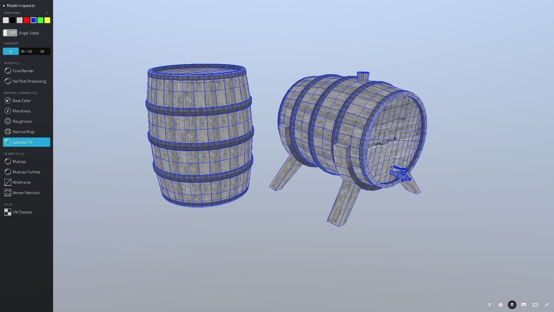 Medieval Barrel Set Low-poly 3D model_11