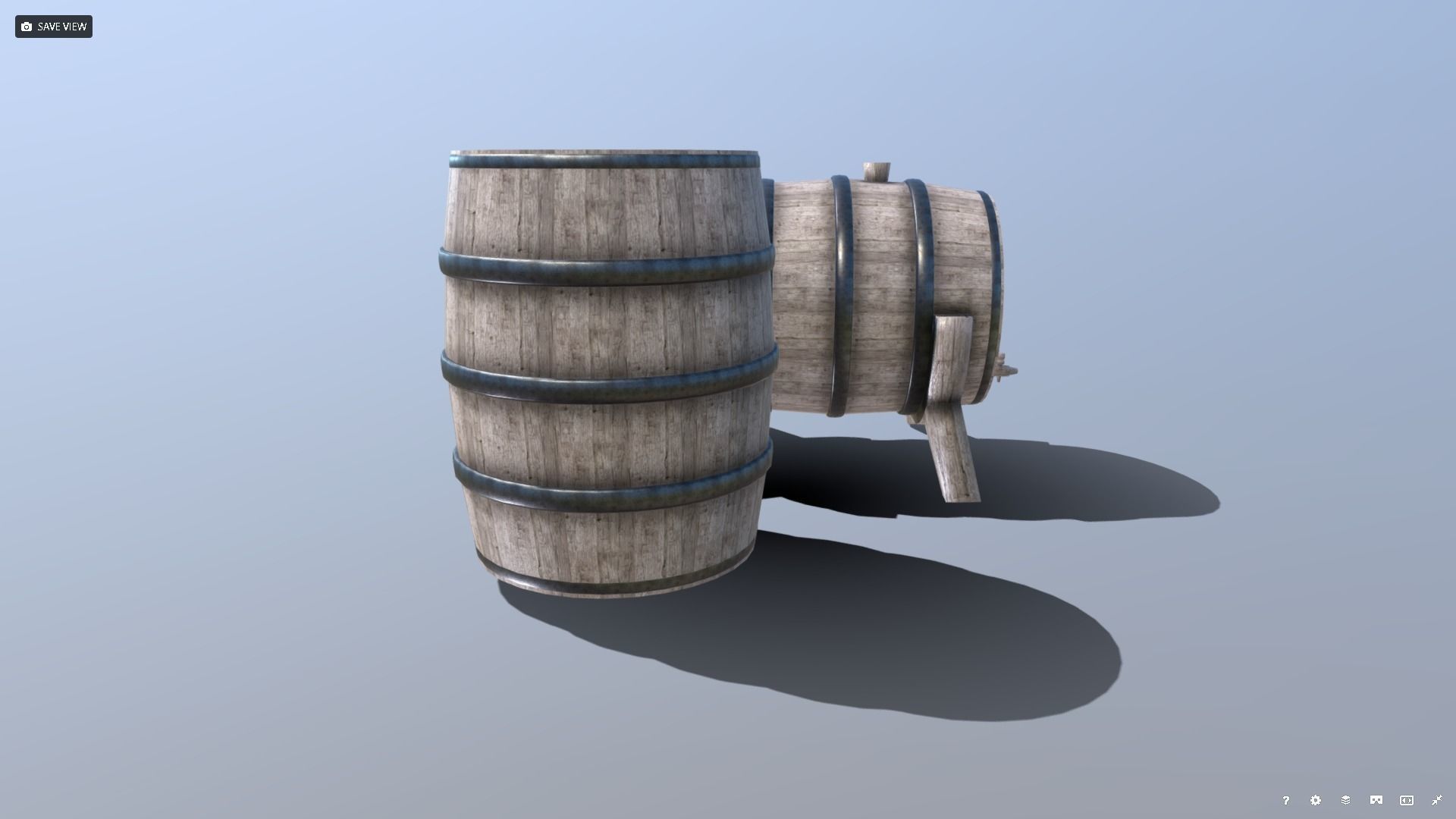 Medieval Barrel Set Low-poly 3D model_3