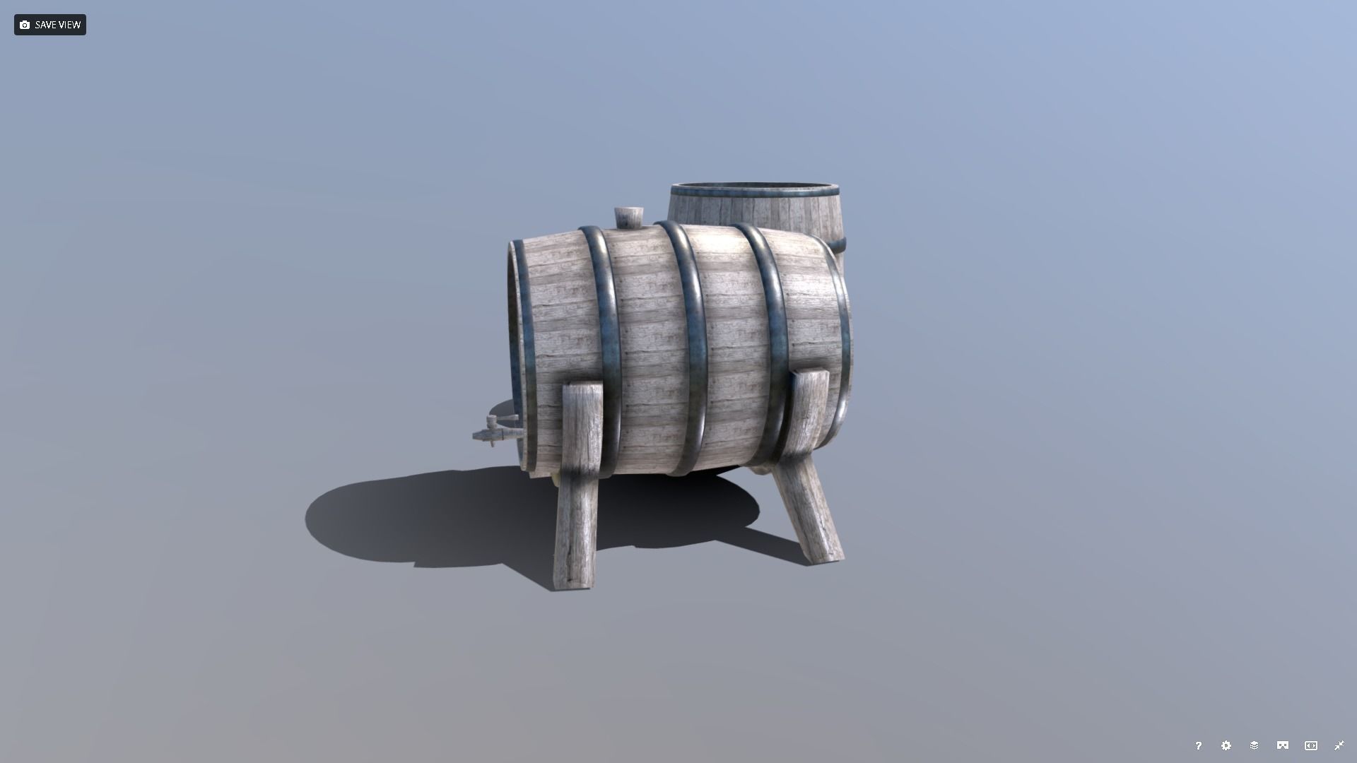 Medieval Barrel Set Low-poly 3D model_6