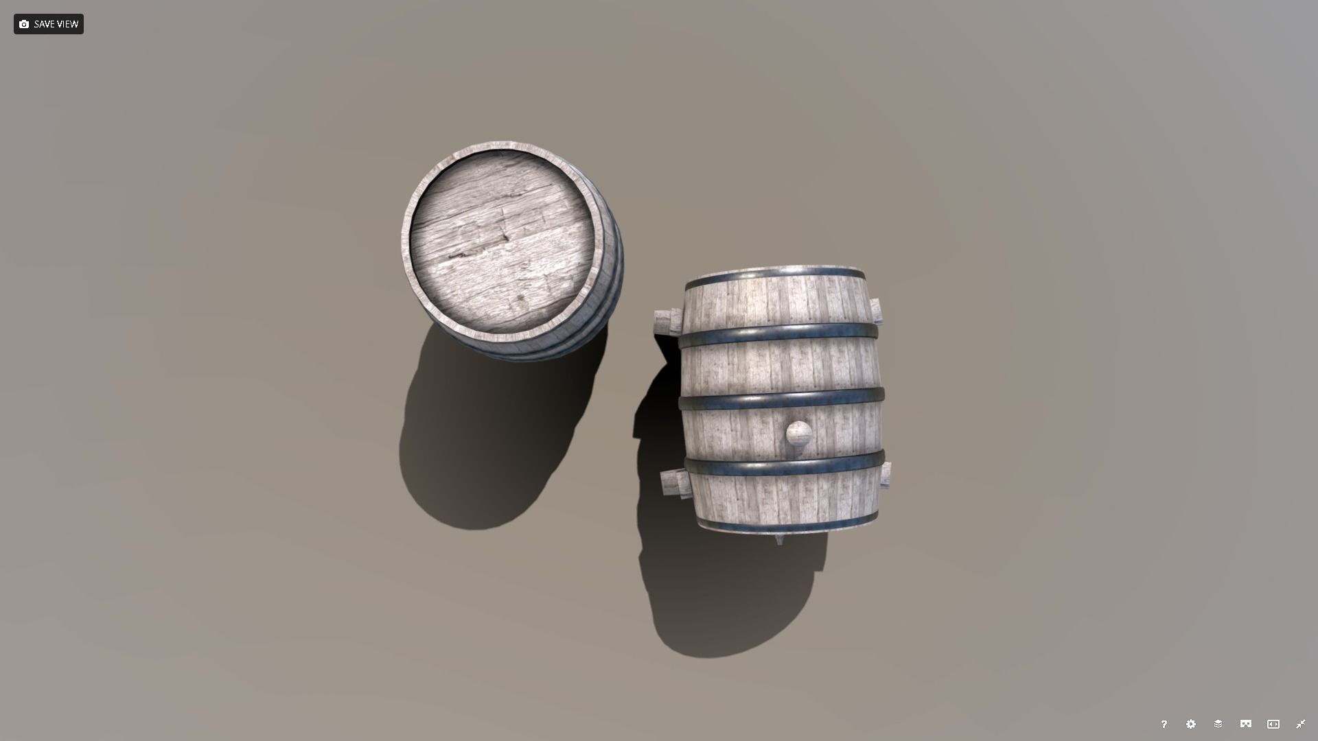 Medieval Barrel Set Low-poly 3D model_8