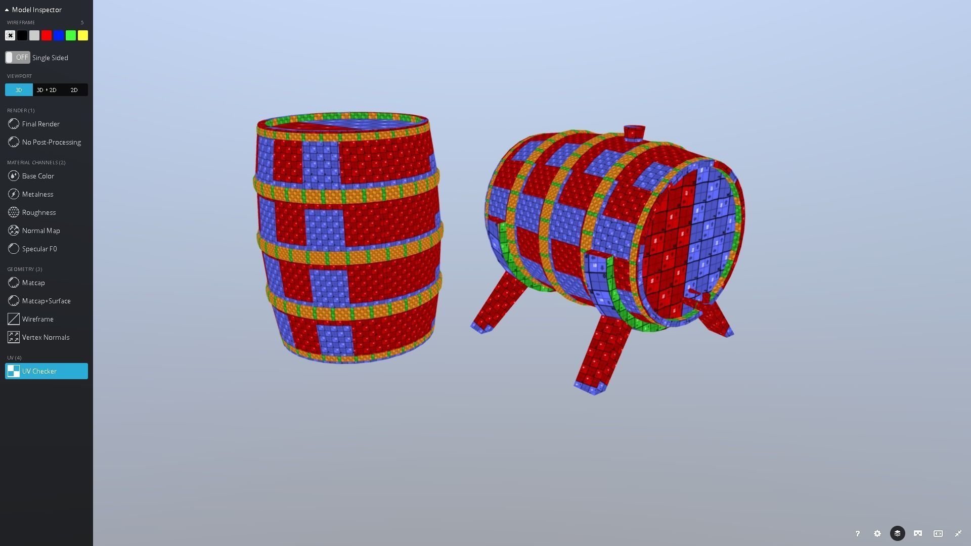 Medieval Barrel Set Low-poly 3D model_15