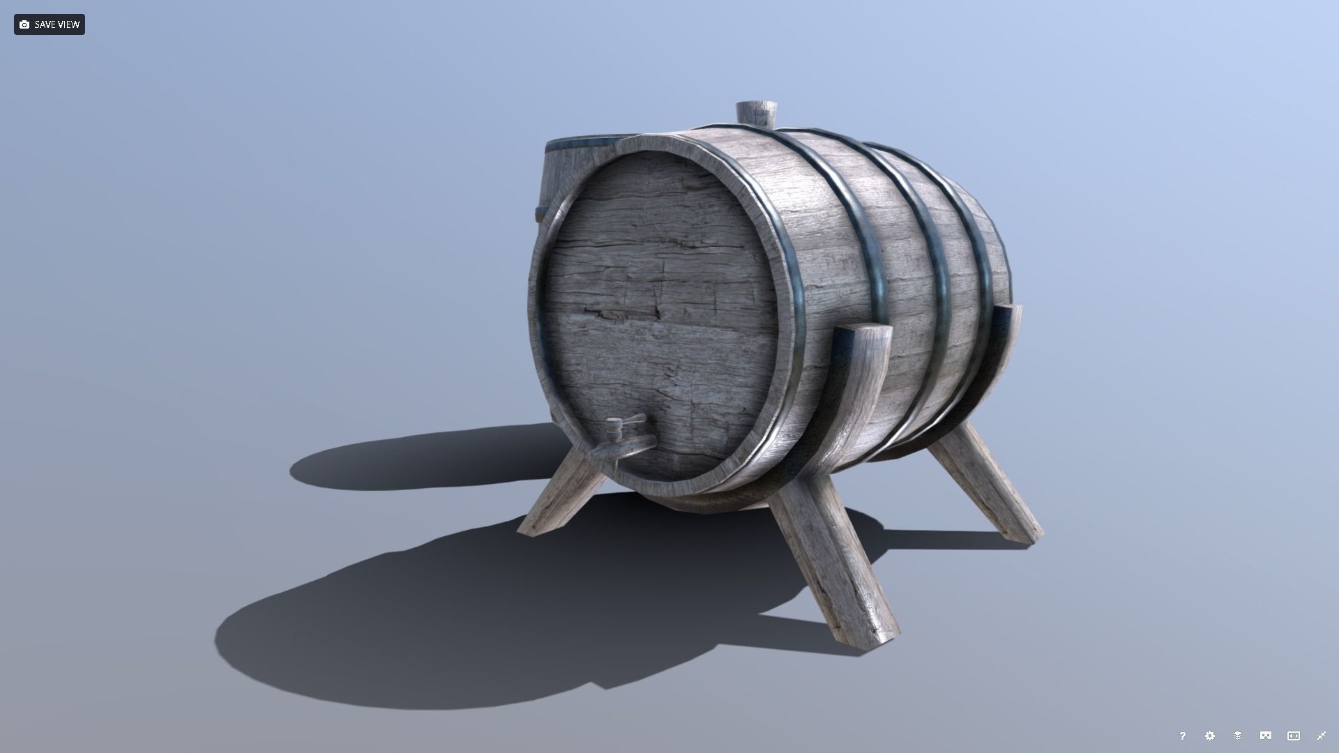 Medieval Barrel Set Low-poly 3D model_1