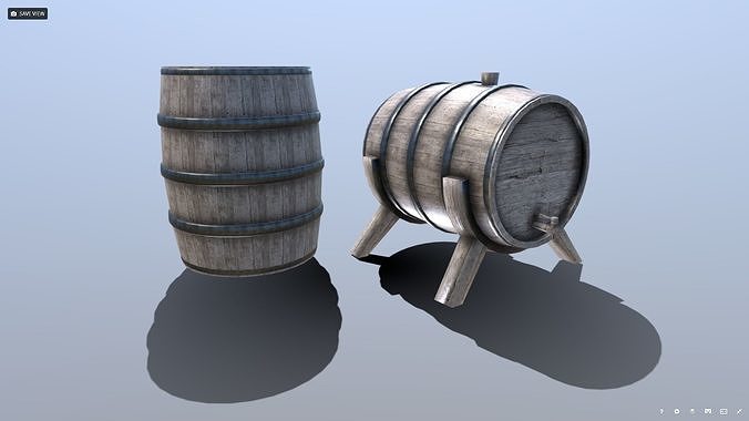 Medieval Barrel Set Low-poly 3D model