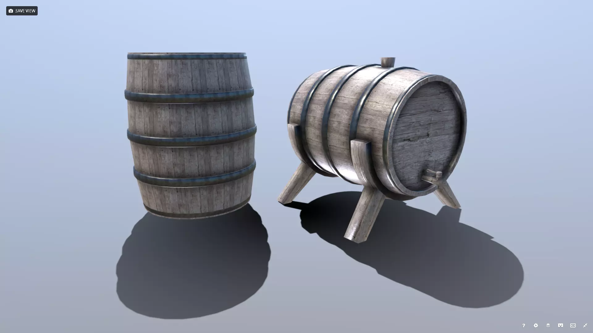 Medieval Barrel Set Low-poly 3D model_0