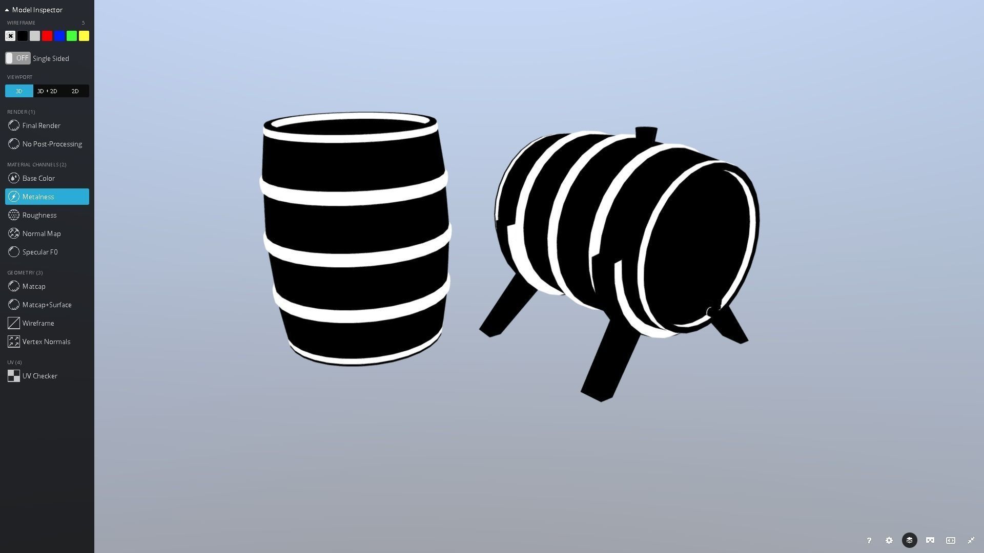 Medieval Barrel Set Low-poly 3D model_13