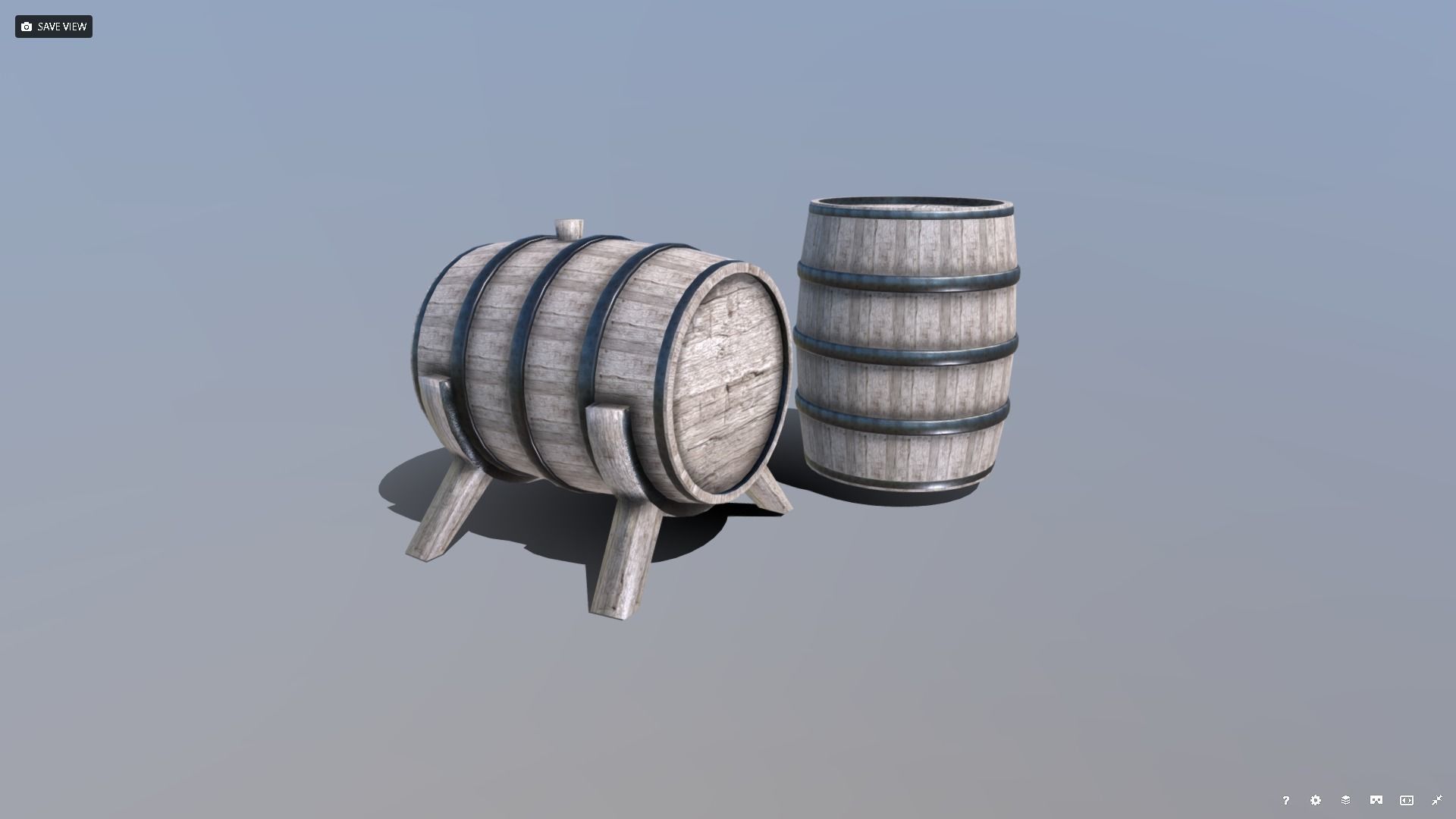 Medieval Barrel Set Low-poly 3D model_7