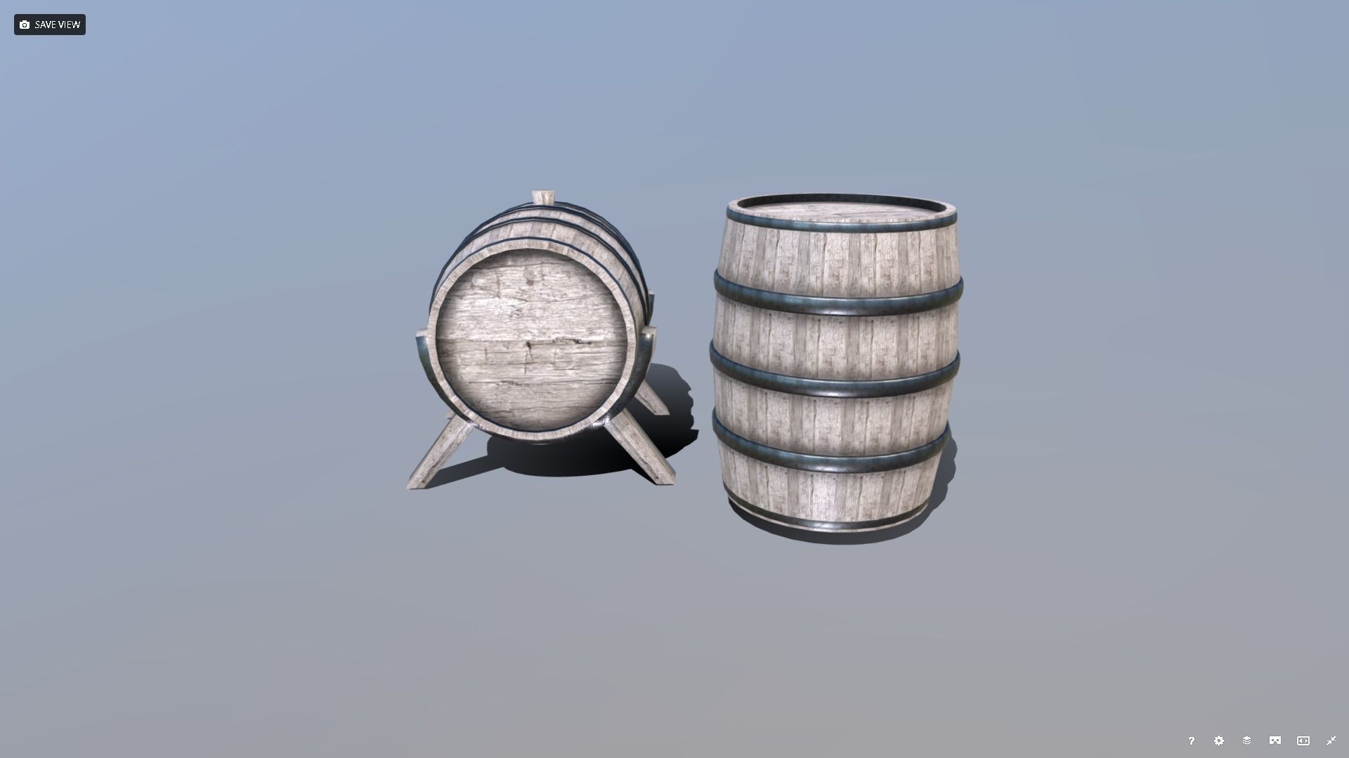 Medieval Barrel Set Low-poly 3D model_4