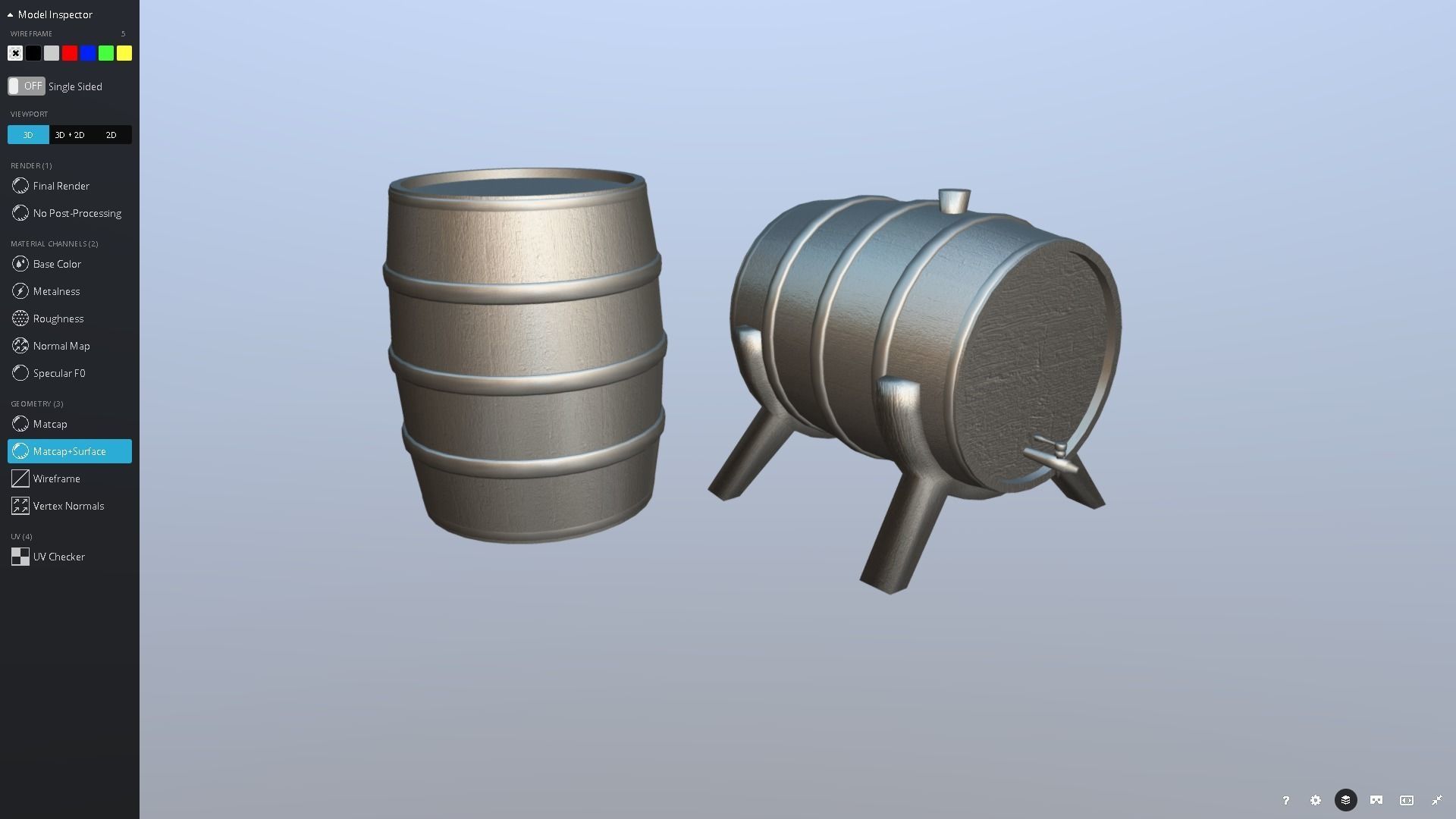 Medieval Barrel Set Low-poly 3D model_9