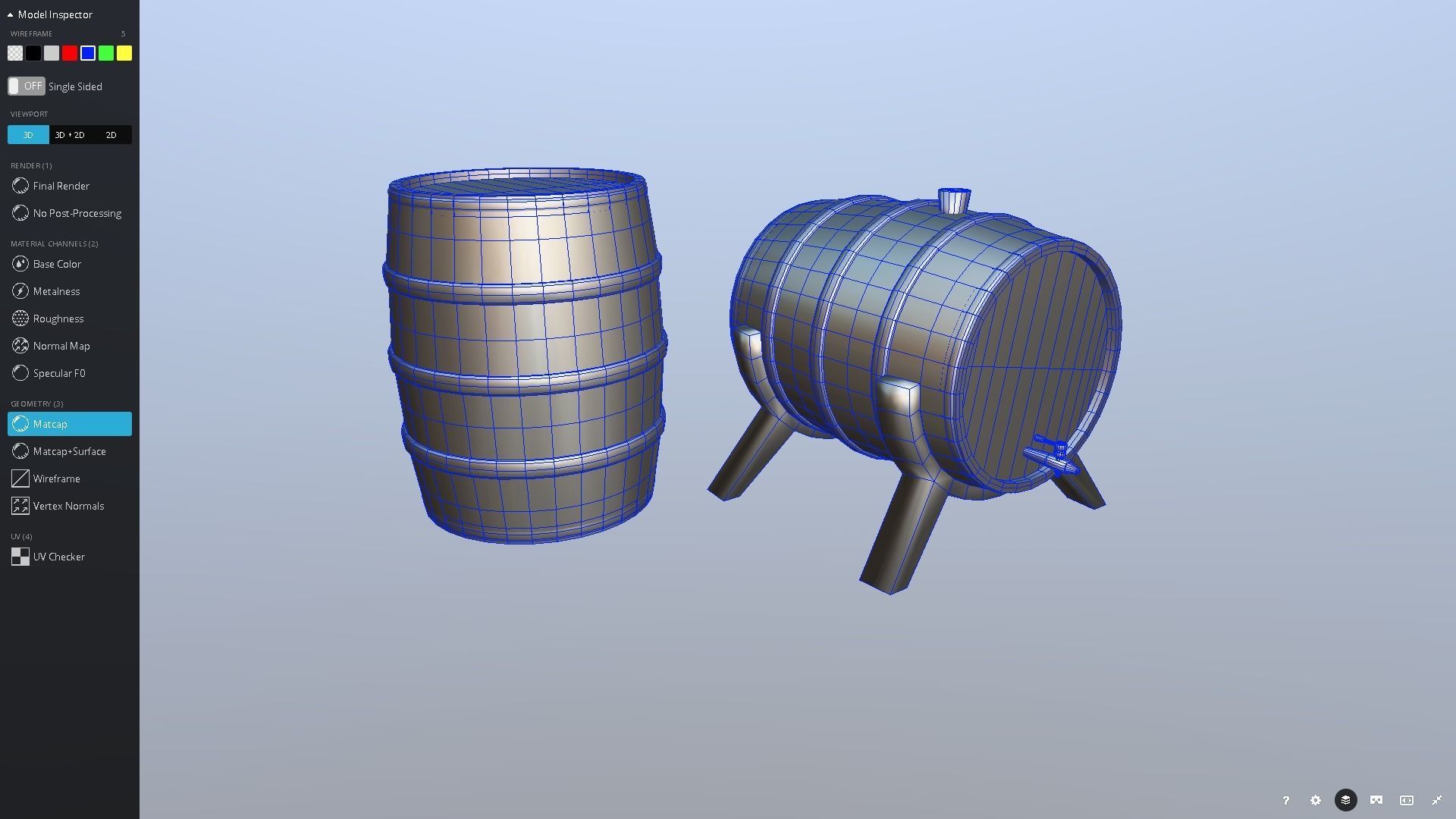 Medieval Barrel Set Low-poly 3D model_10