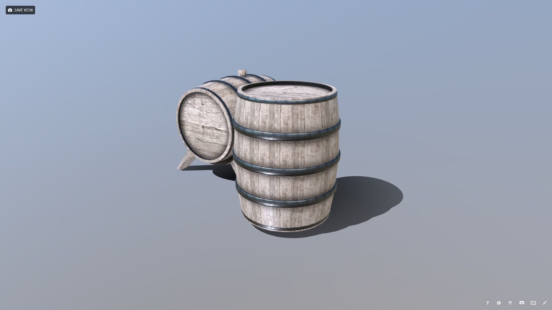 Medieval Barrel Set Low-poly 3D model_5