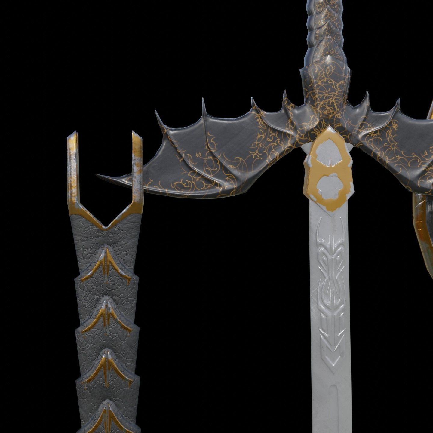 Shield and sword  Low-poly 3D model_7