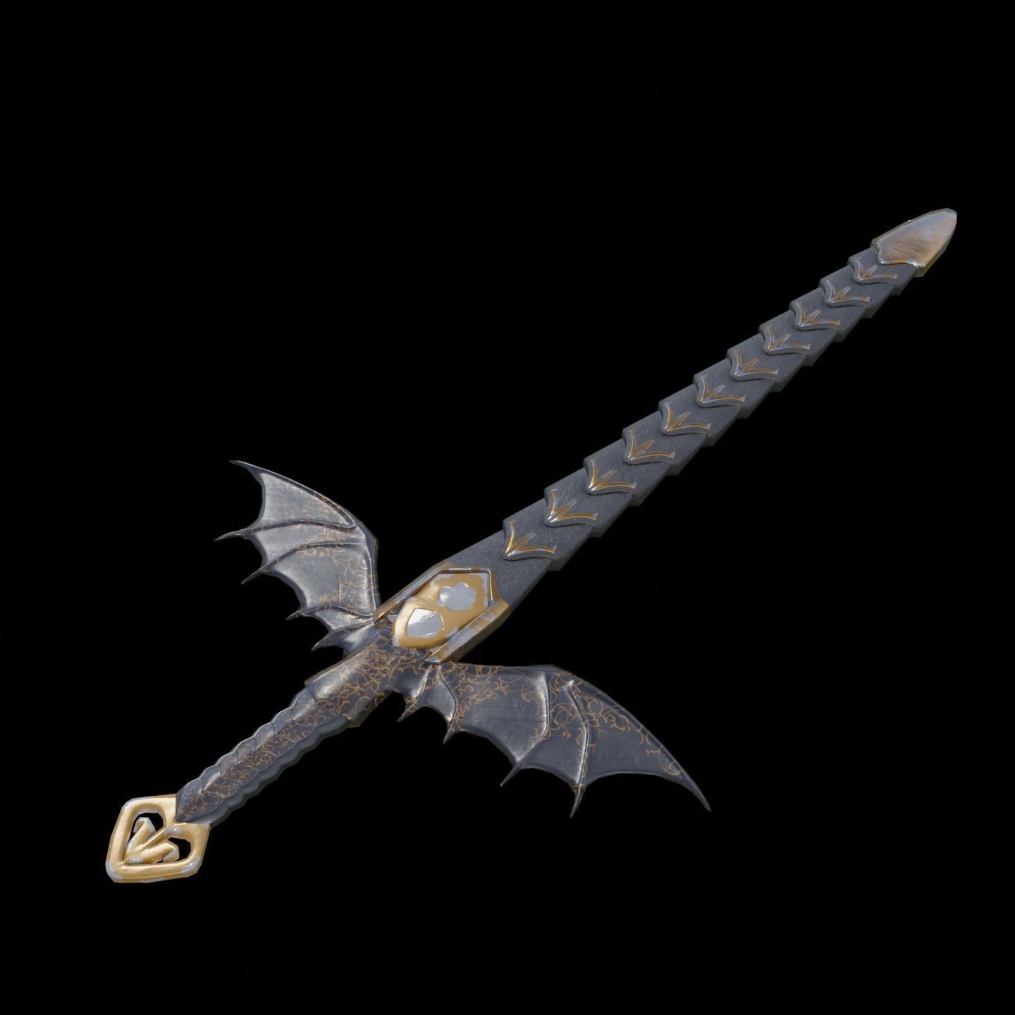 Shield and sword  Low-poly 3D model_6