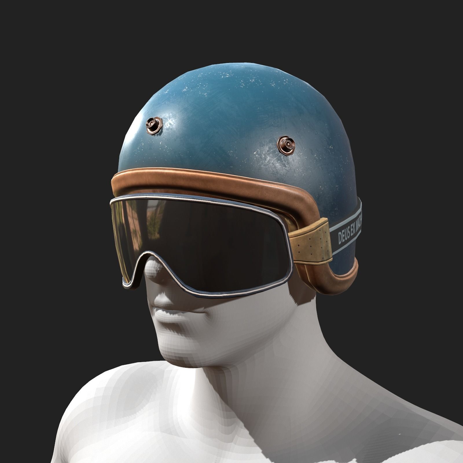 Helmet scifi bike Low-poly 3D model_3