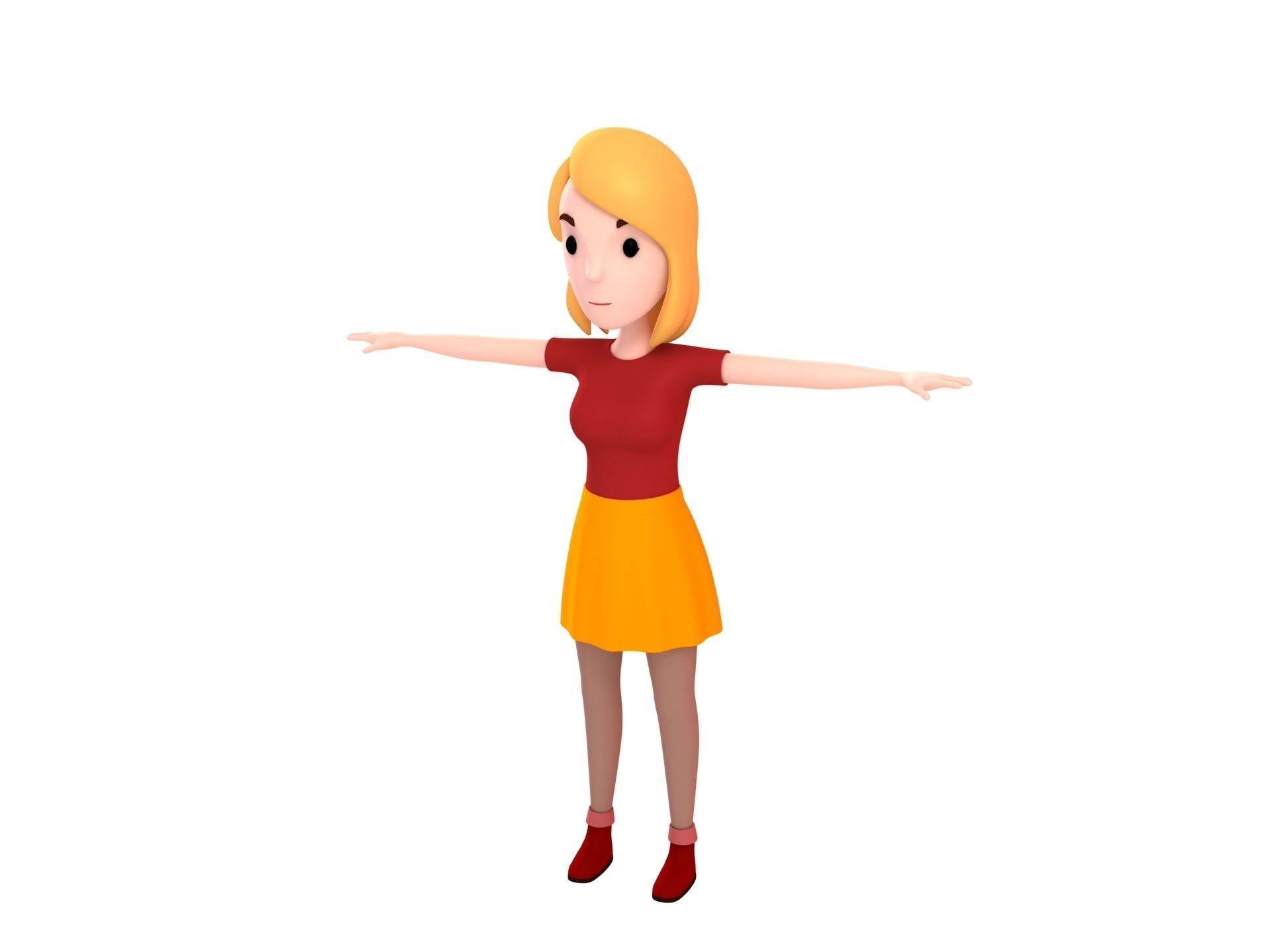 Cartoon Girl Character Pack 1 3D model_6