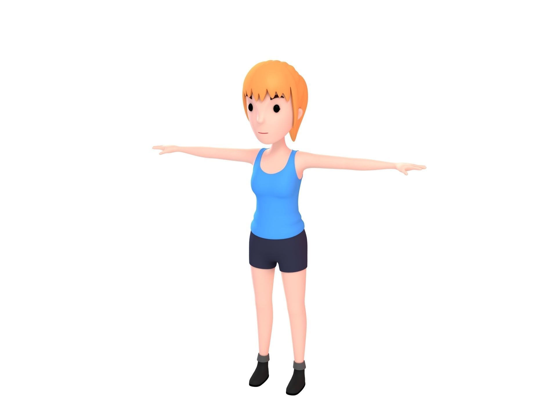 Cartoon Girl Character Pack 1 3D model_15