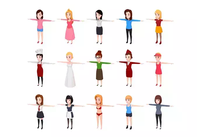 Cartoon Girl Character Pack 1 3D model