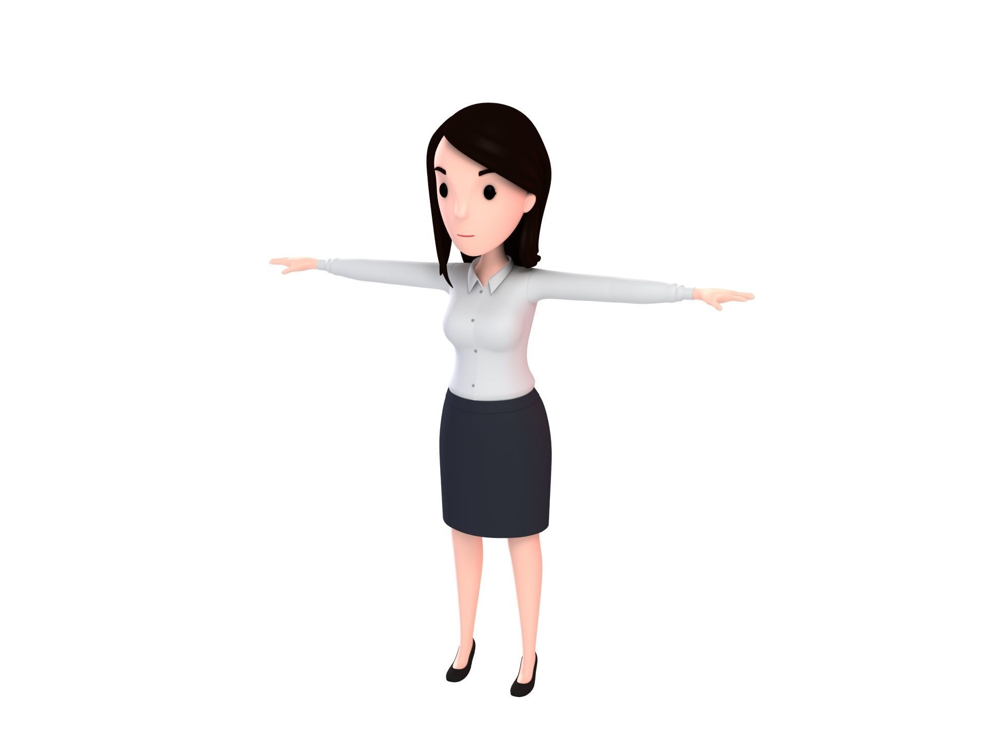 Cartoon Girl Character Pack 1 3D model_4