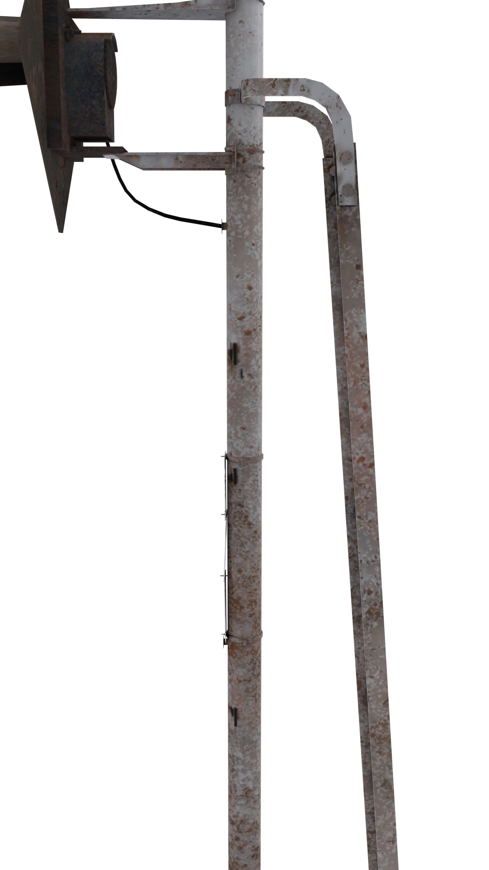 Train Traffic Light Weathered 11 3D model_4