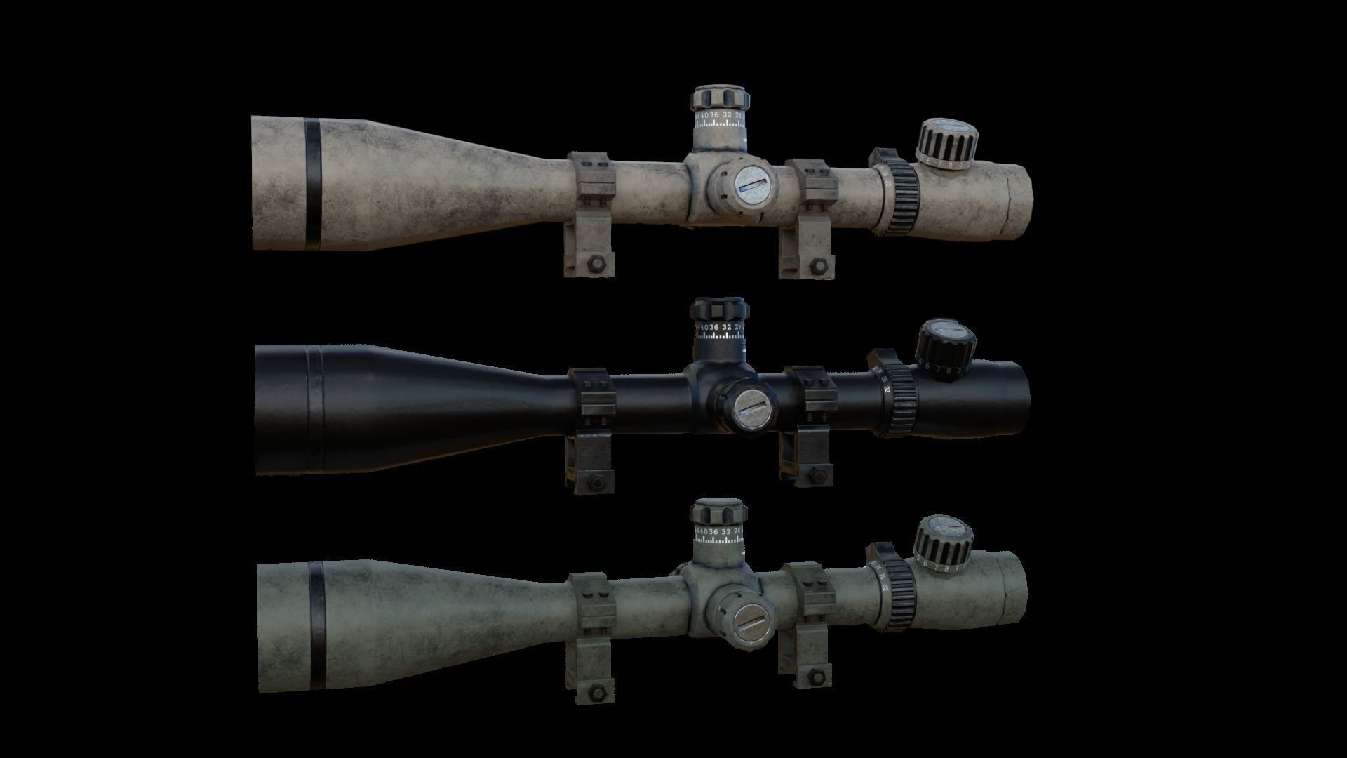 Semi-Automatic Sniper Pack Low-poly 3D model_15