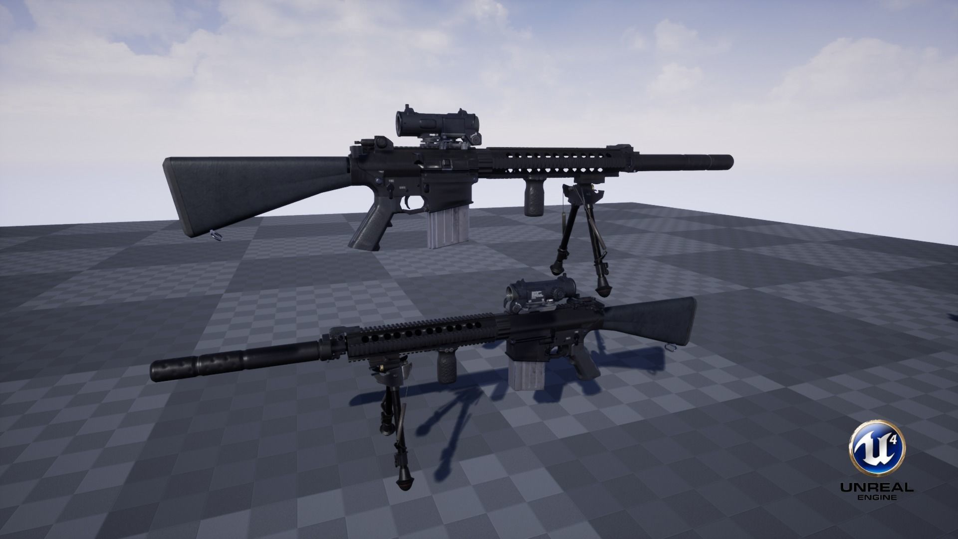 Semi-Automatic Sniper Pack Low-poly 3D model_42