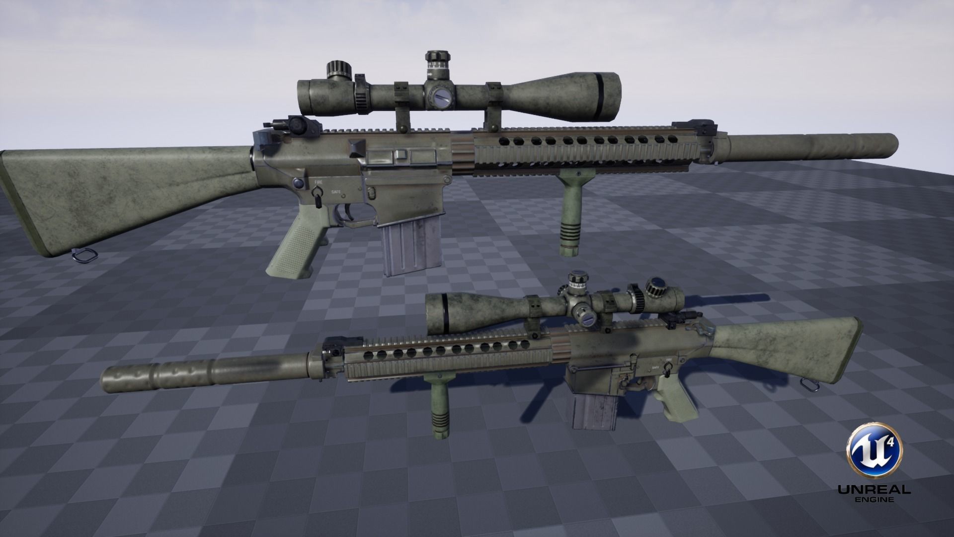 Semi-Automatic Sniper Pack Low-poly 3D model_47