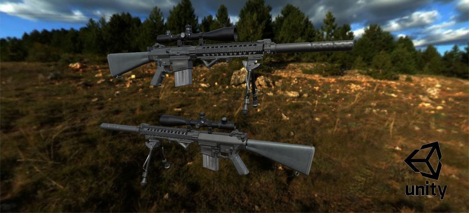 Semi-Automatic Sniper Pack Low-poly 3D model_36